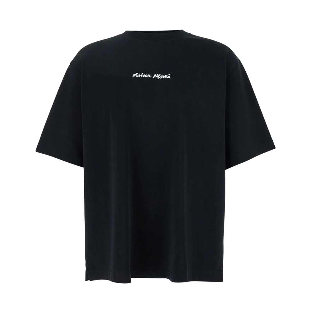 Maison Kitsuné Zwart Logo T-shirt Katoen Man Black Heren