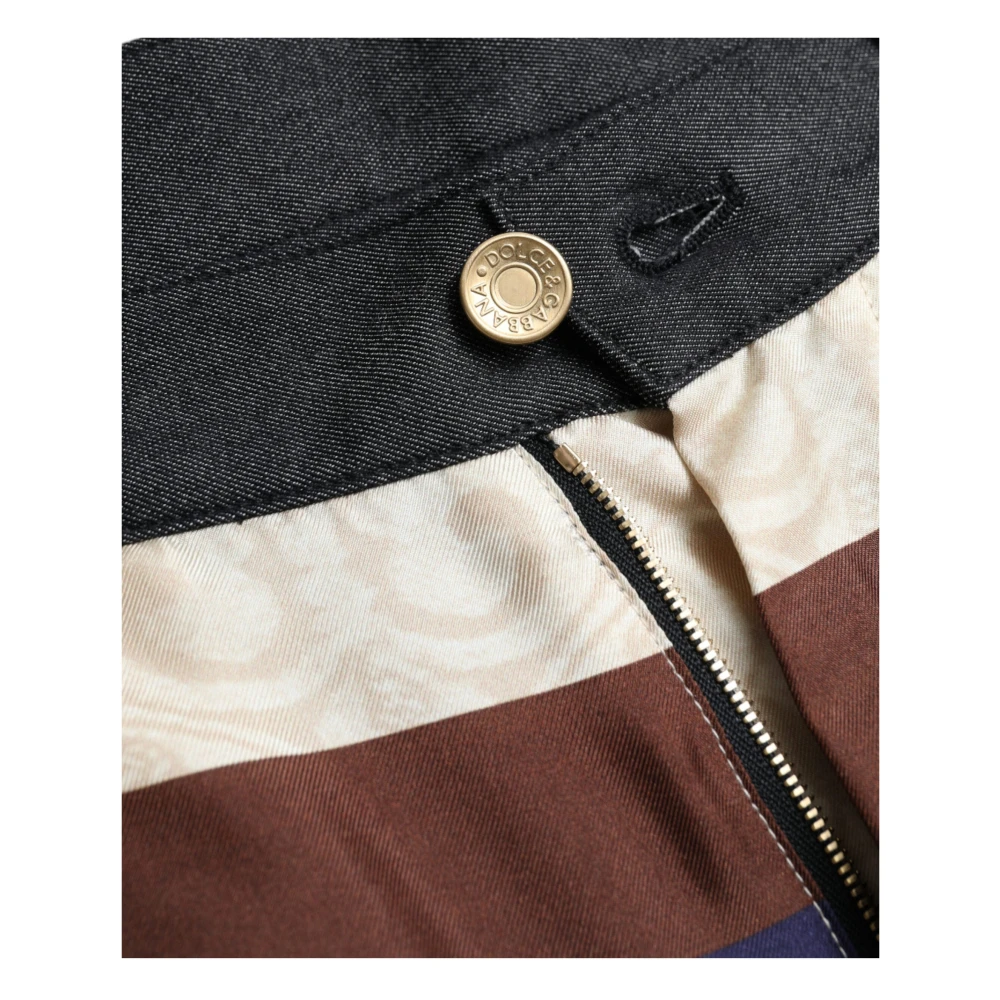 Dolce & Gabbana Elegante zijden skinny broek met wapenprint Multicolor Heren