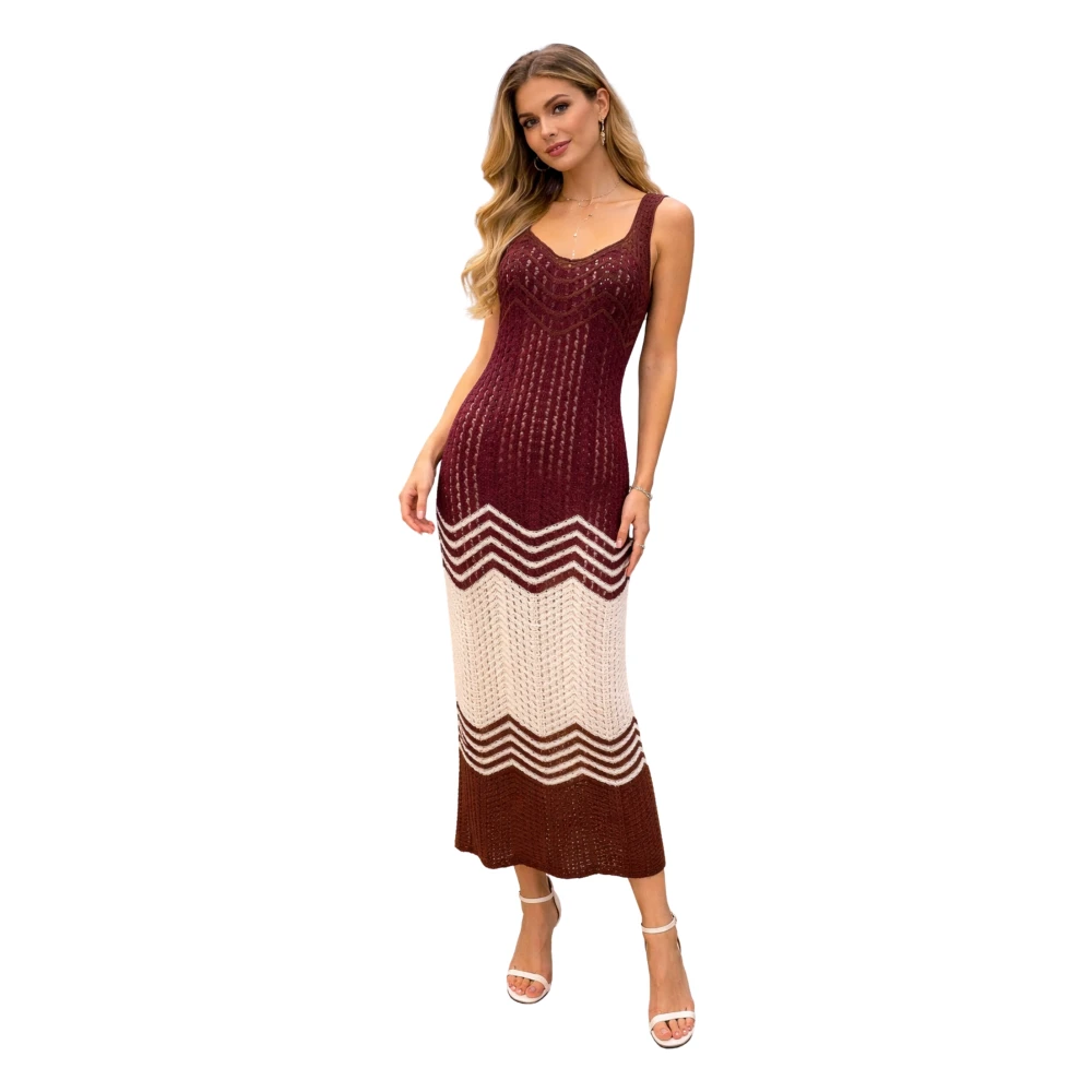 Akep Women's Multicolor Knitted Dresses, Xl, Abito In Maglia Lungo Sfumato
