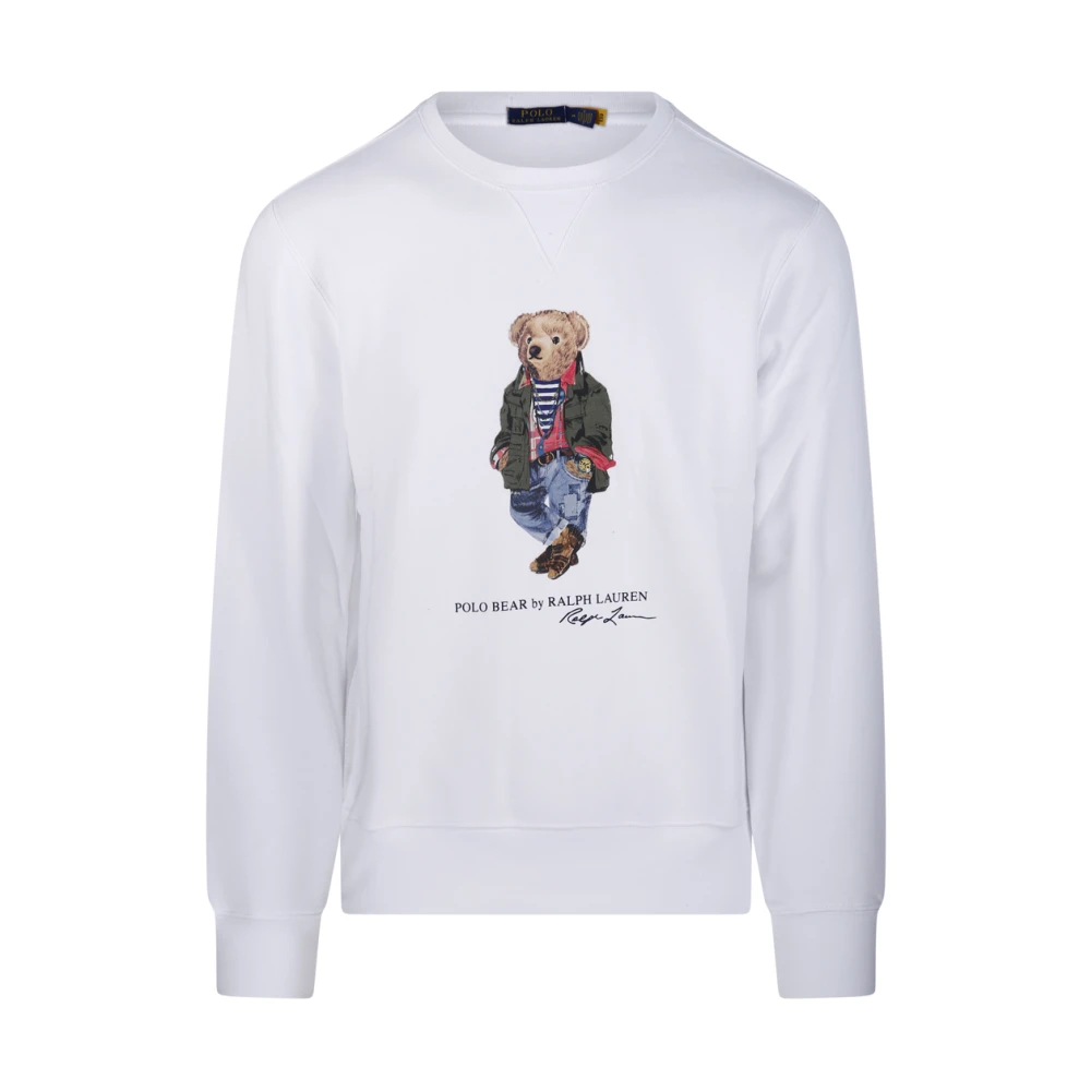 Ralph Lauren Bear Crewneck Sweatshirt White Heren