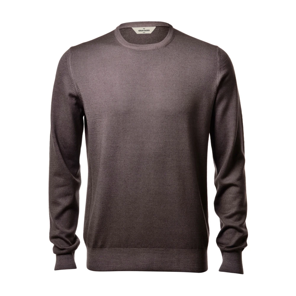 Gran Sasso Brown Round-Neck Knitwear, Male, Xl, Stylish Paricollo Shirt