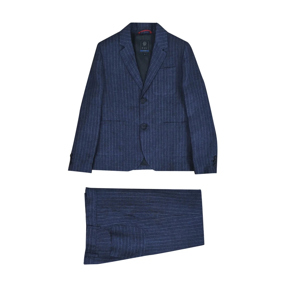 Fay Boys Blue Kids Suits, 16 Y, Linen Suit