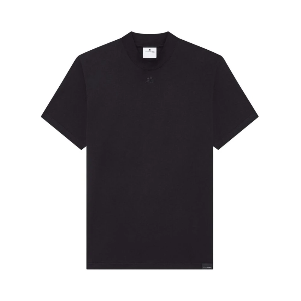 Courrèges Zwart Logo T-shirt met Opstaande Kraag Black Heren