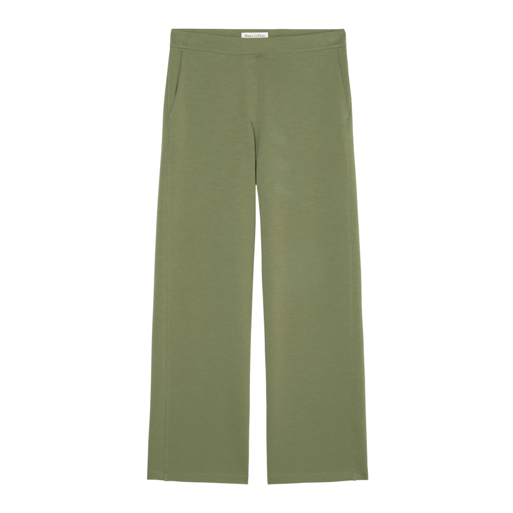 Marc O'Polo Jersey broek met uitlopende pijpen Green Dames
