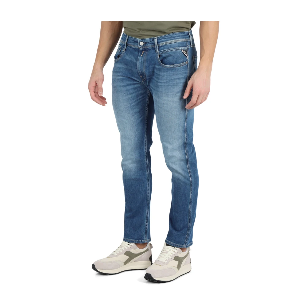 Replay Slim Fit Bio Jeans met Vijf Zakken Blue Heren