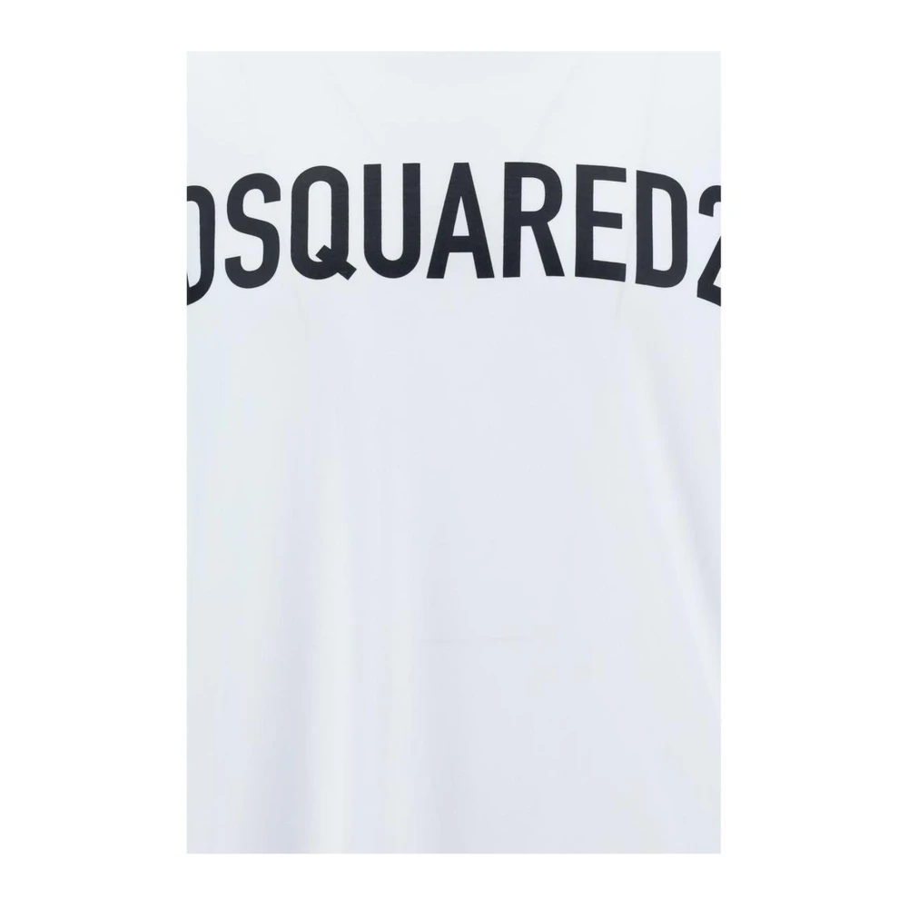 Dsquared2 Monochrome Katoenen T-shirt met Geribbelde Hals White Heren