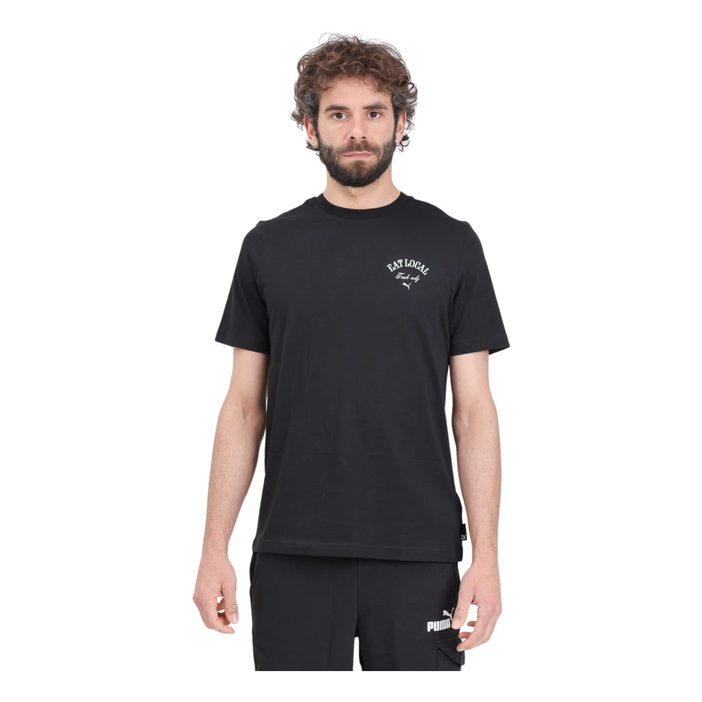 Puma Zwarte Grafische Gezondheid T-shirt Black Heren