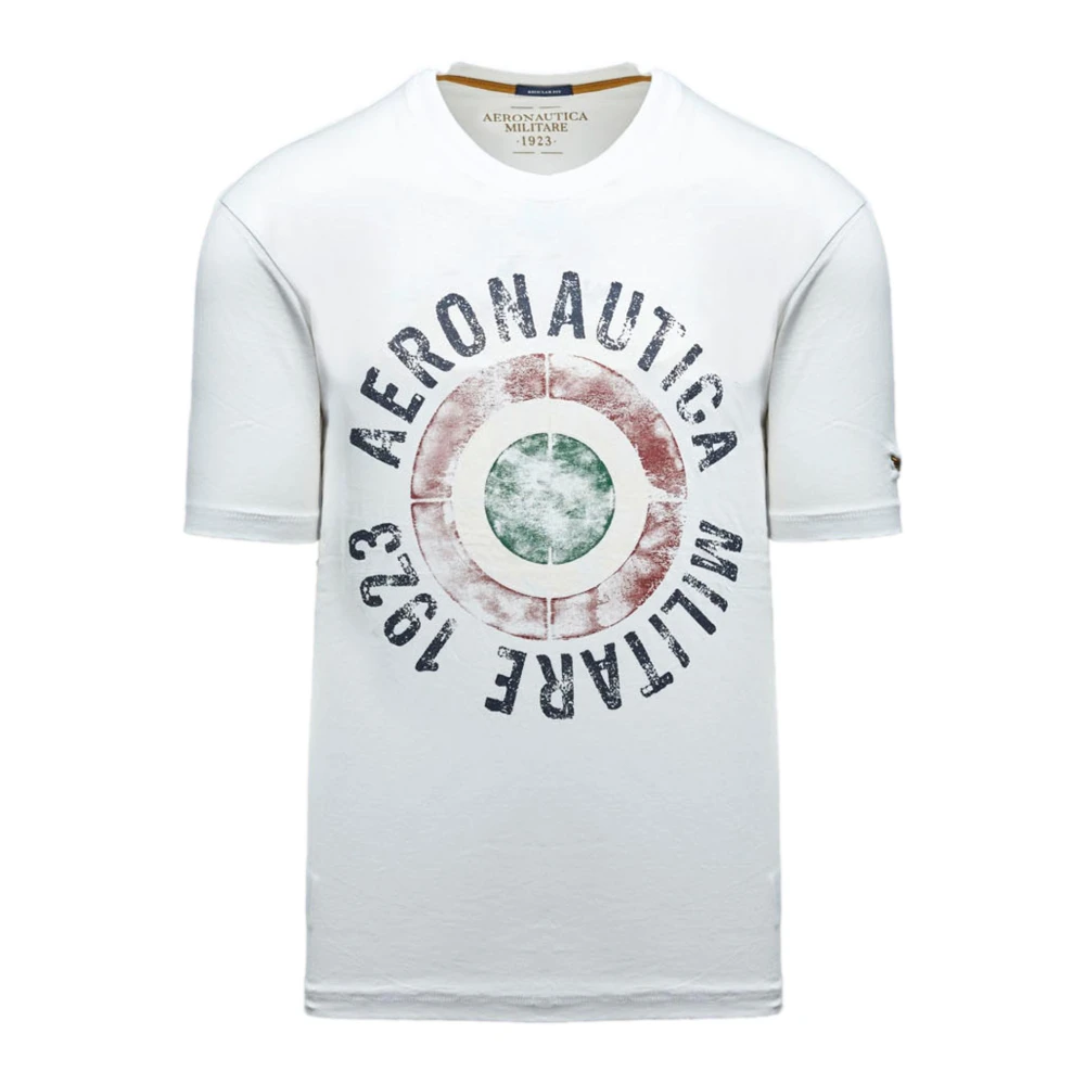 Aeronautica Militare Mannelijk Wit Tops Heren, 3XL, Katoen, Tricolour Cockade T-Shirt