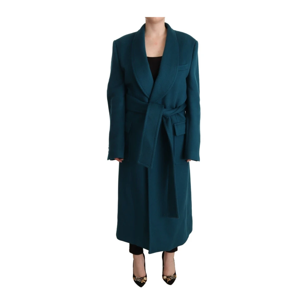 Dolce & Gabbana Belted Coats Blue Dames