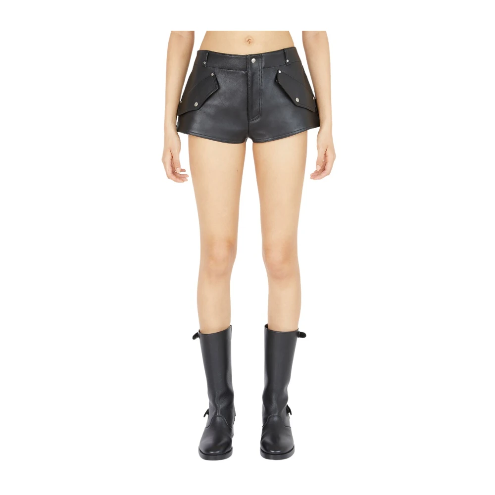 Durazzi Milano Läder Mini Shorts Black, Dam