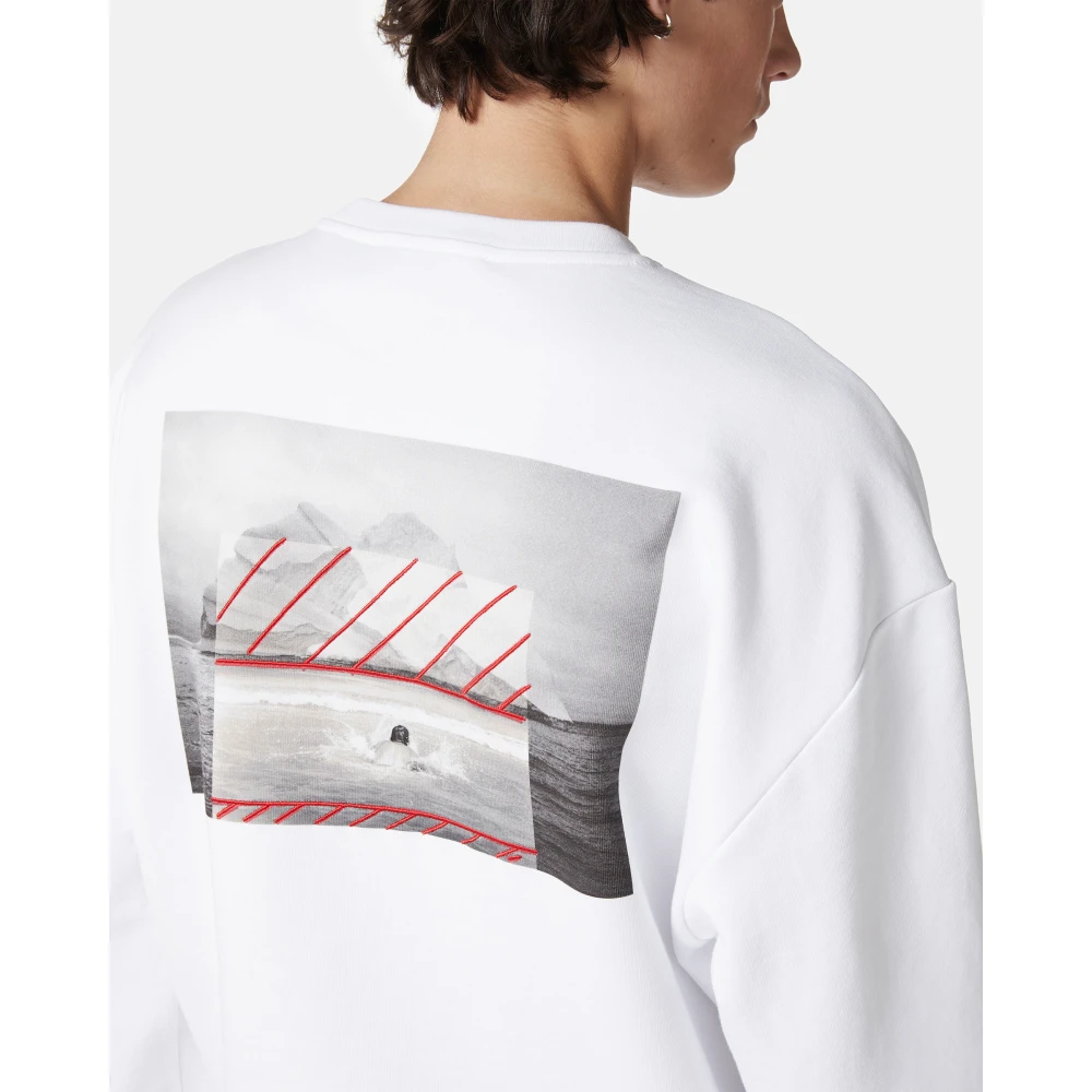Iceberg Regular fit witte crewneck sweatshirt van katoenen fleece stof White Heren