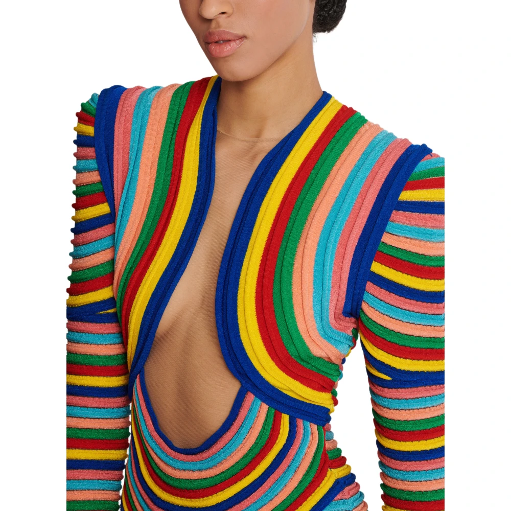 Balmain Korte veelkleurige gebreide jurk Multicolor Dames