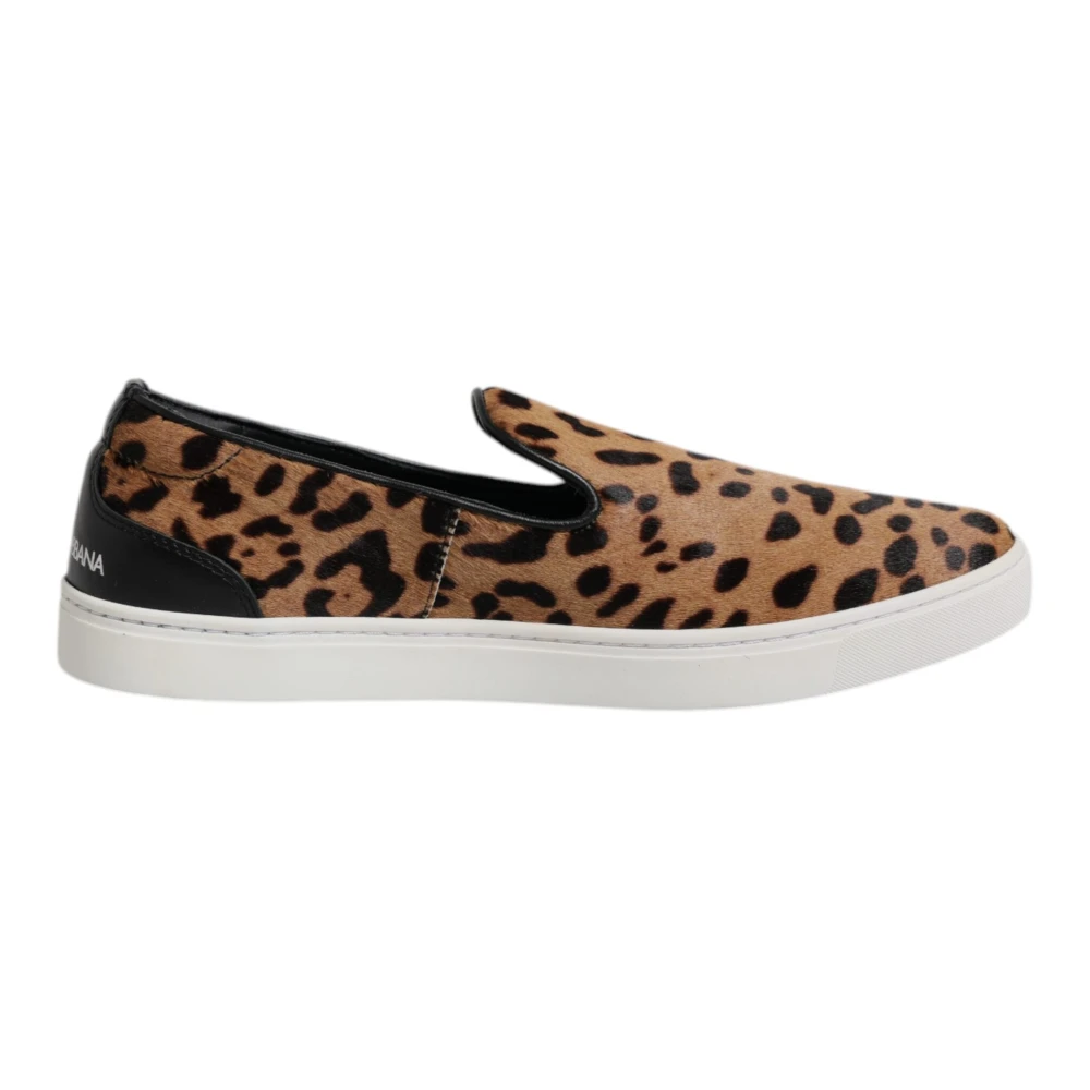 Dolce & Gabbana Men's Black Leopard Loafers Trainers Shoes Brown Size 7