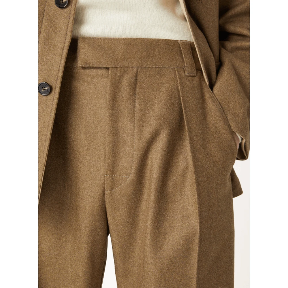Loro Piana Luxe Zachte Bruine Flanellen Broek Brown Heren