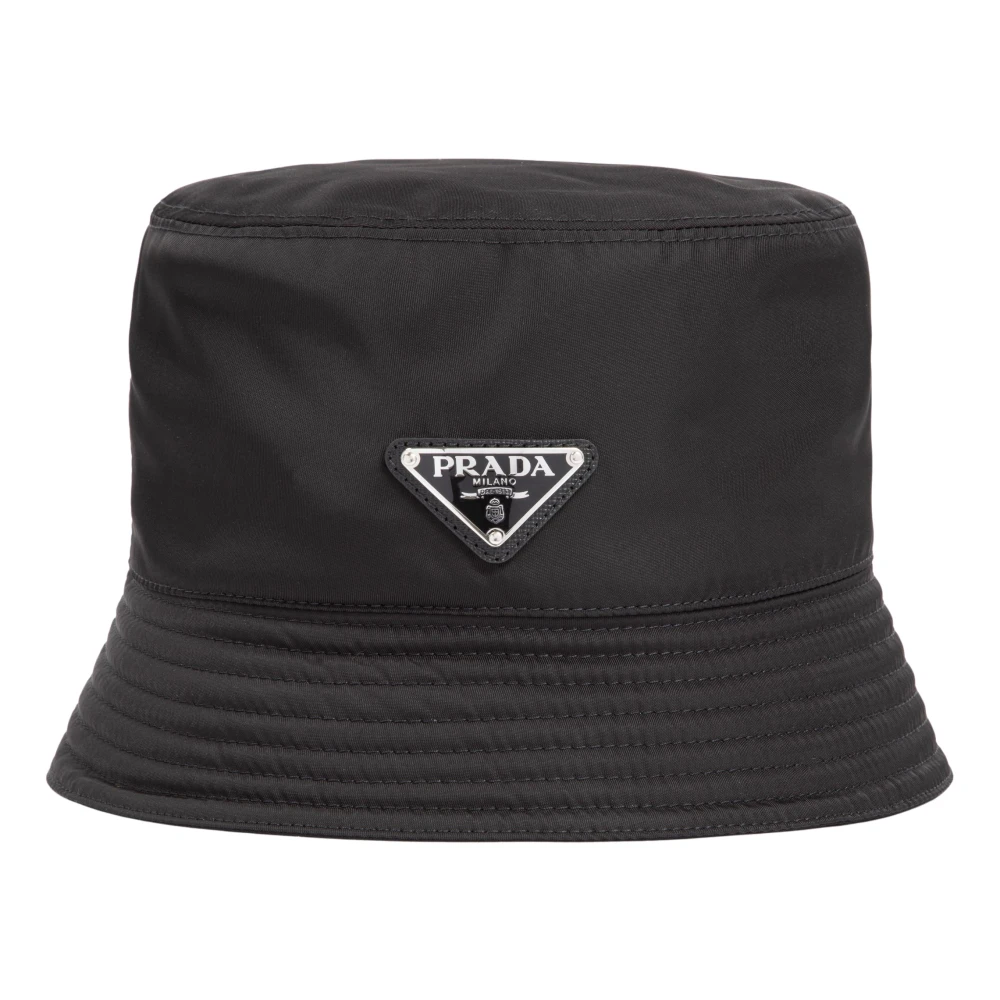 Prada Zwarte Nylon Bucket Hat Black Heren