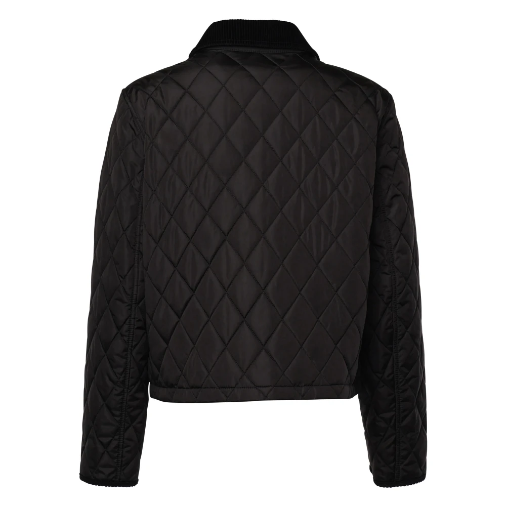 Burberry Zwarte Diamant Gewatteerde Jas Black Dames