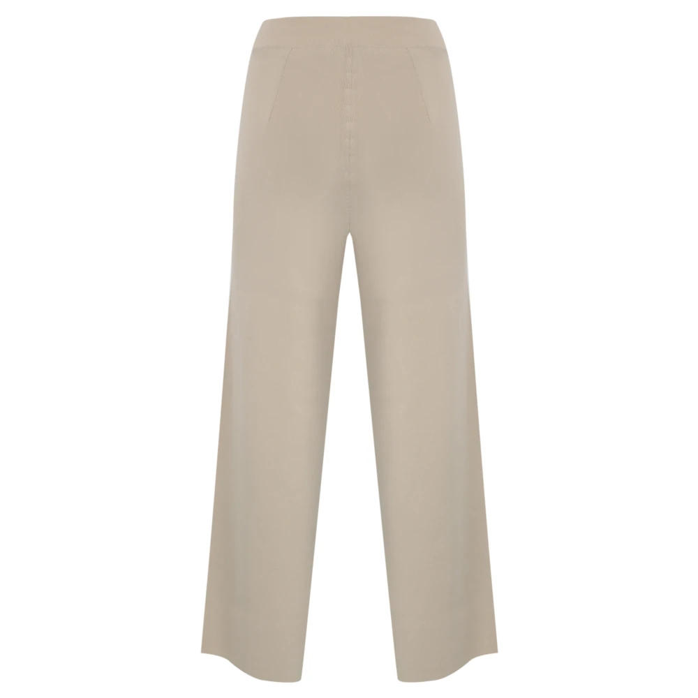 Max Mara Studio Beige Viscose Crop Broek Beige Dames