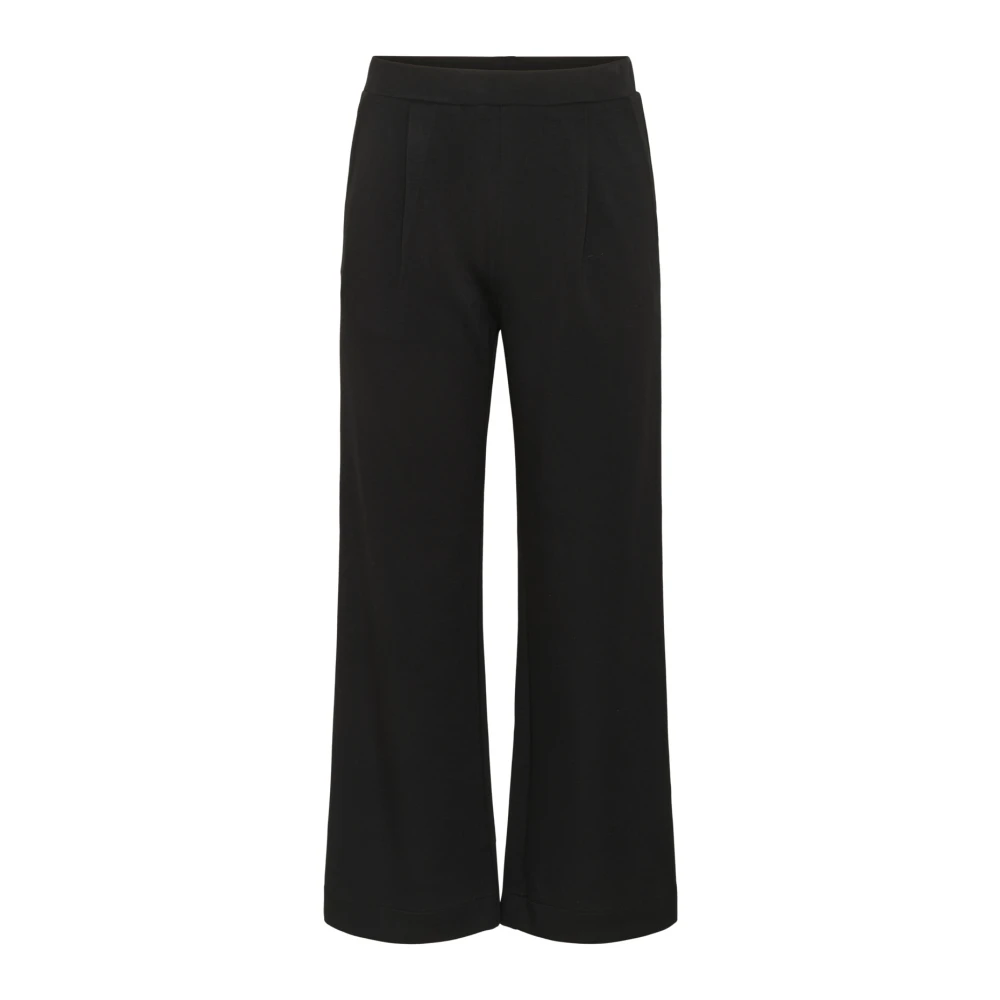 Soaked In Luxury Women's Black Elastic Waist Straight-Leg Trousers - Wide Trousers - Xl - Trousers