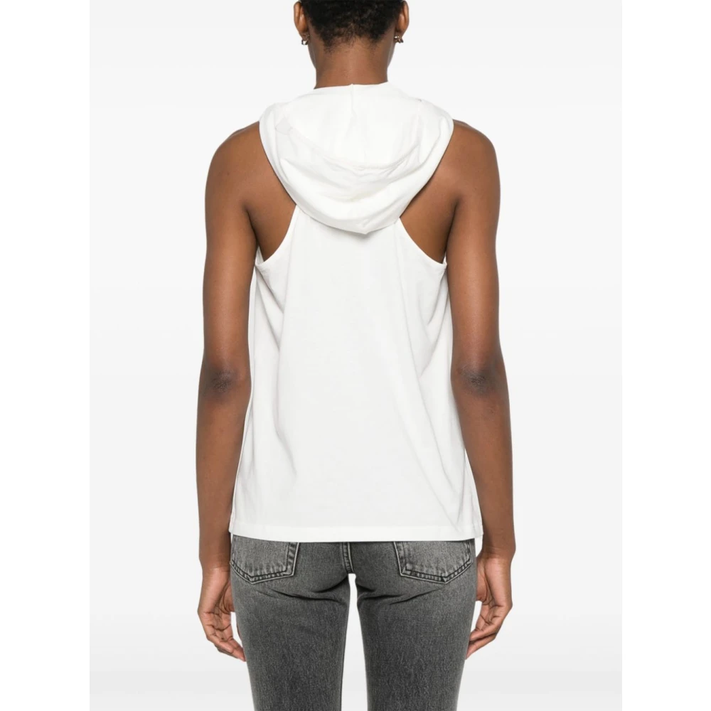 Courrèges Witte Hooded Tanktop met Logo White Dames