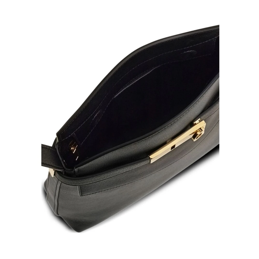 Salvatore Ferragamo Zwarte Gancini Plaque Schoudertas Black Dames