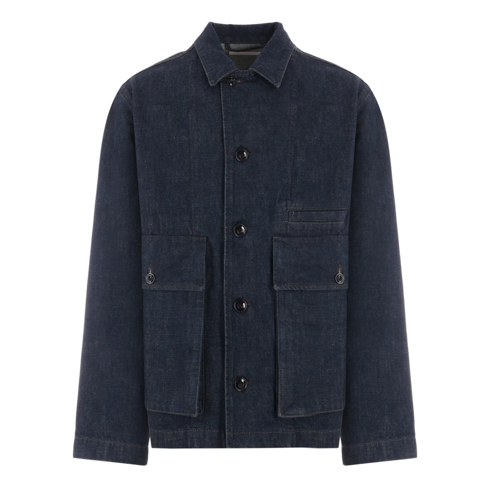 Lemaire Blauwe Katoenen Denim Jas Blue Heren