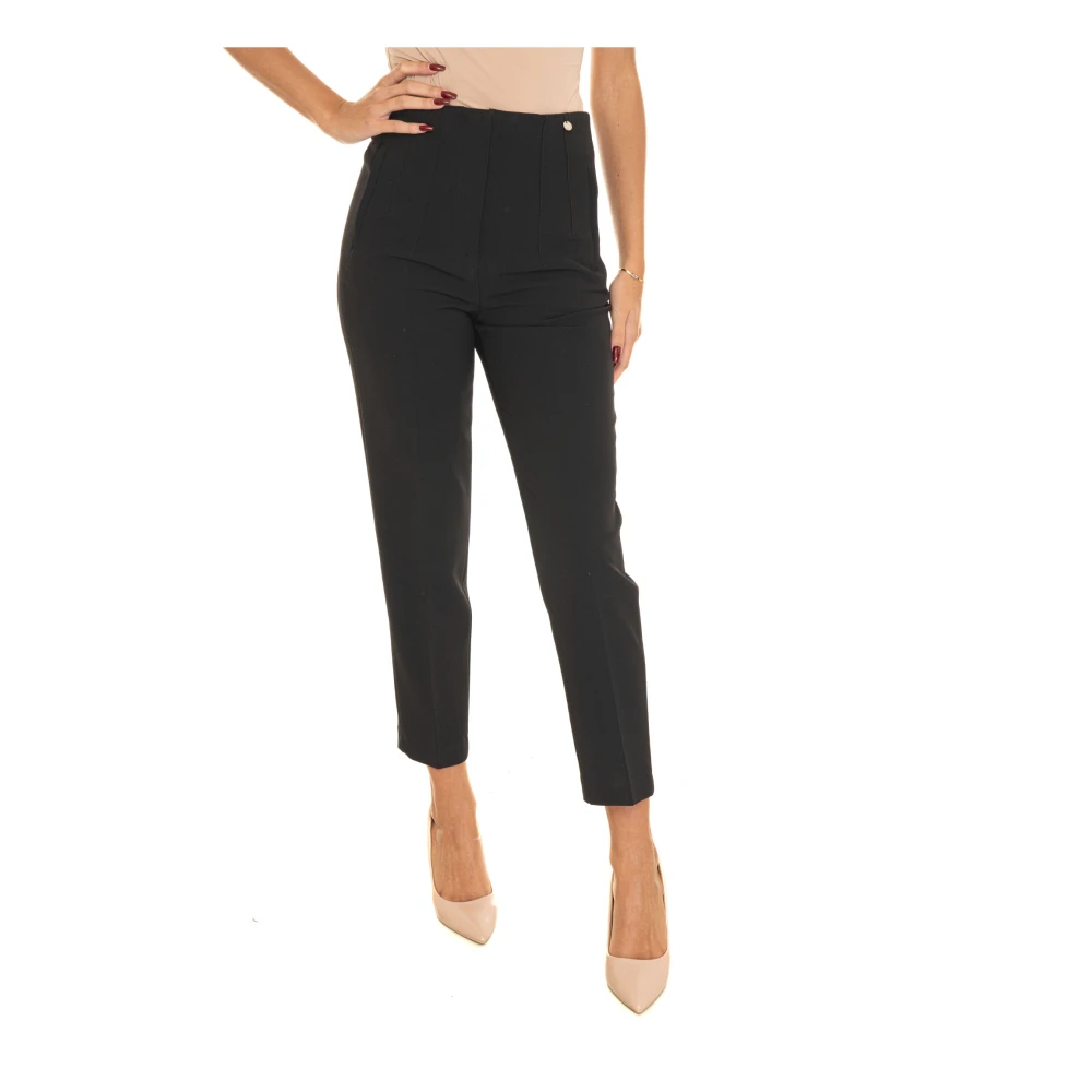 Liu Jo Hoge taille broek met rits Black Dames