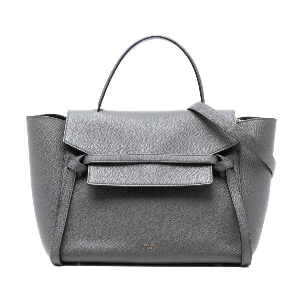 Celine Vintage Women's Gray Pre-Owned Structured Leather Handbag