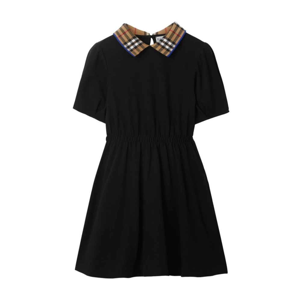 Burberry Vid Polo Krage Klänning Black, Flicka