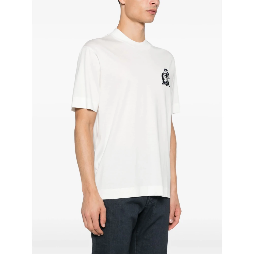 Emporio Armani Lyocell Katoenen T-shirt White Heren