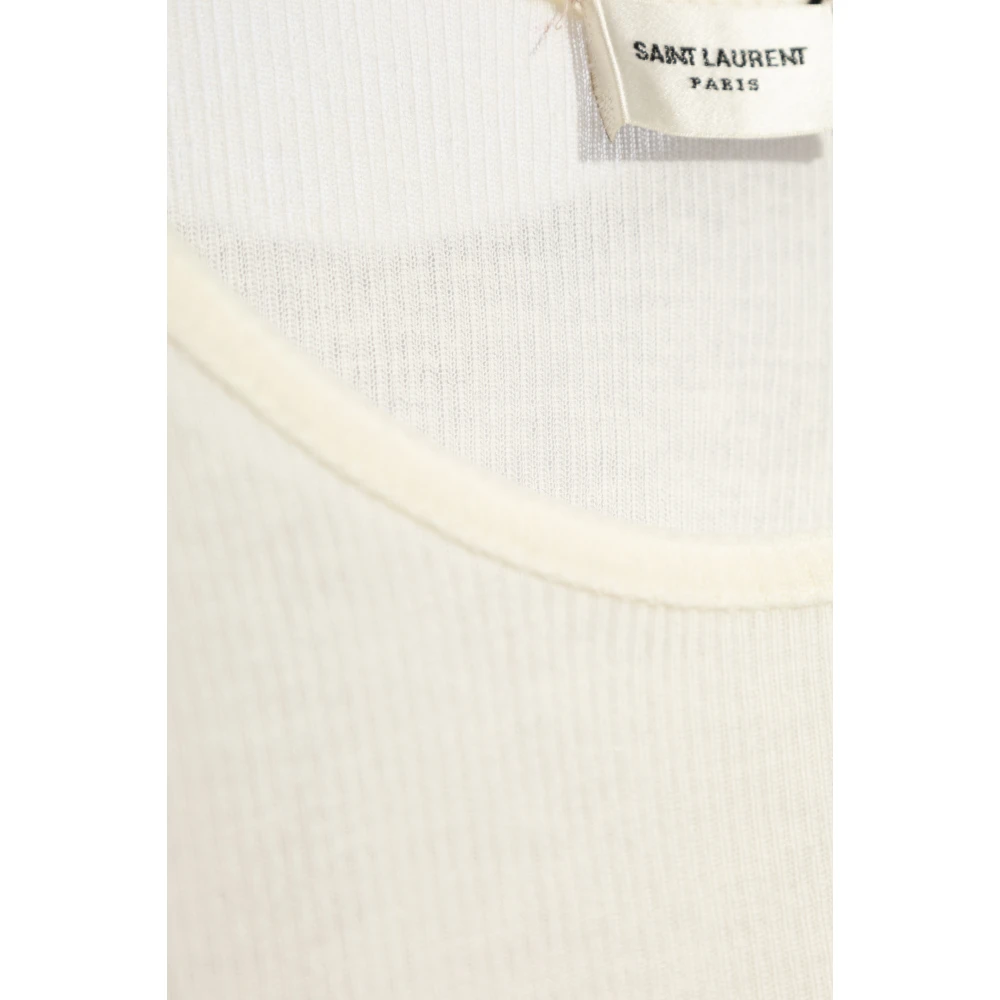 Saint Laurent Ronde Hals Tanktop Beige Dames