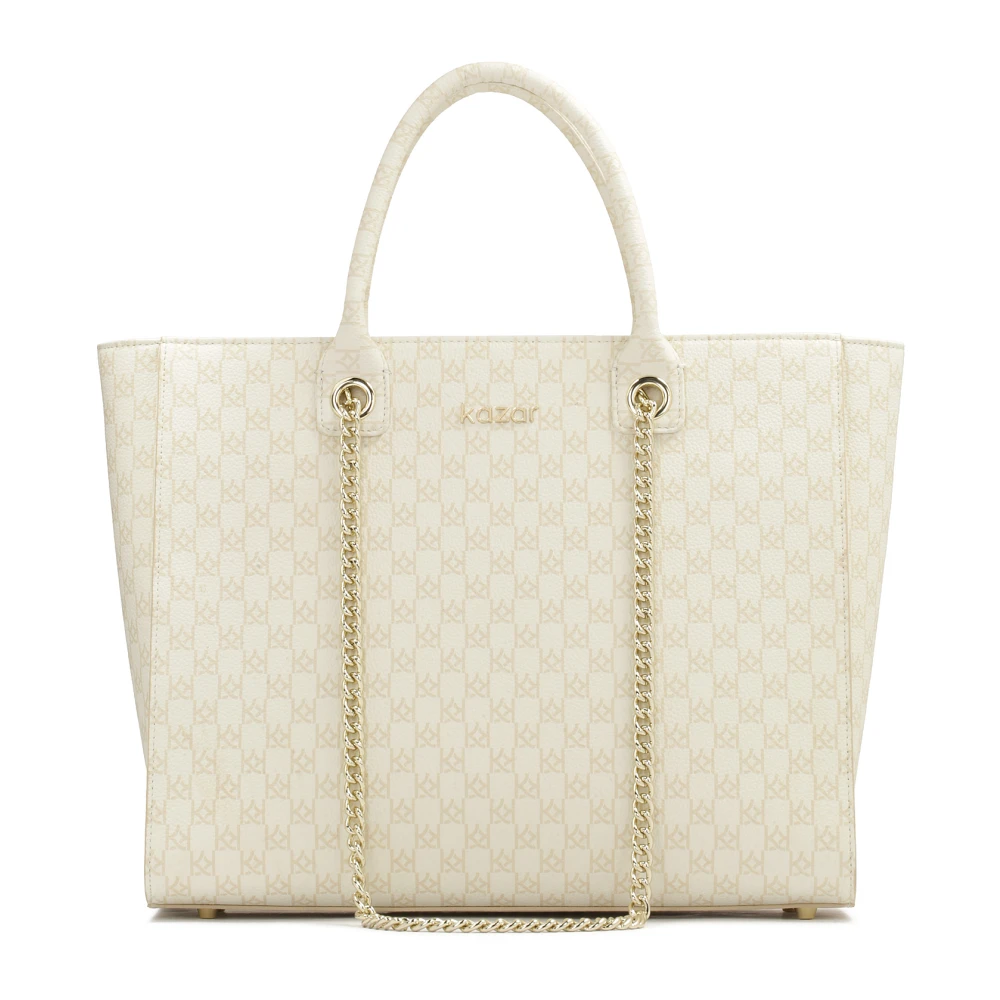 Kazar Grote handtas met handvatten en kettingen White Dames