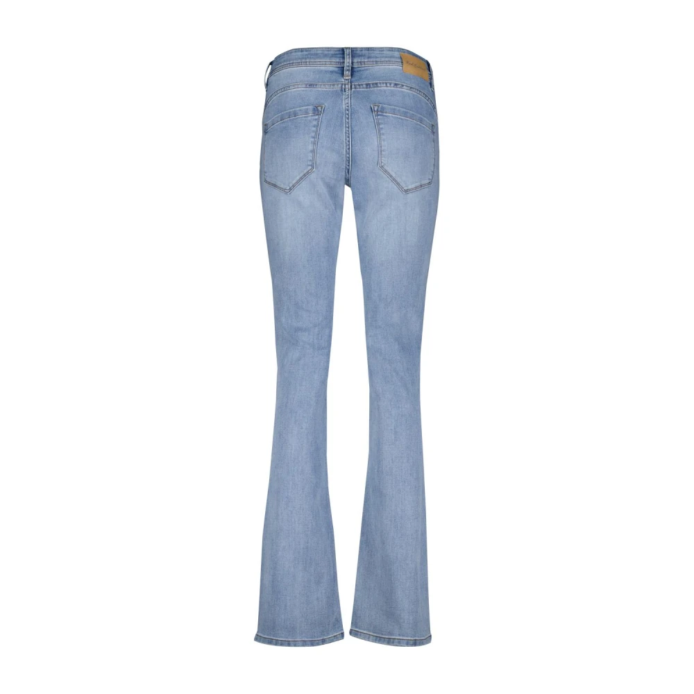 Red Button Flared Denim Jeans Blue Dames