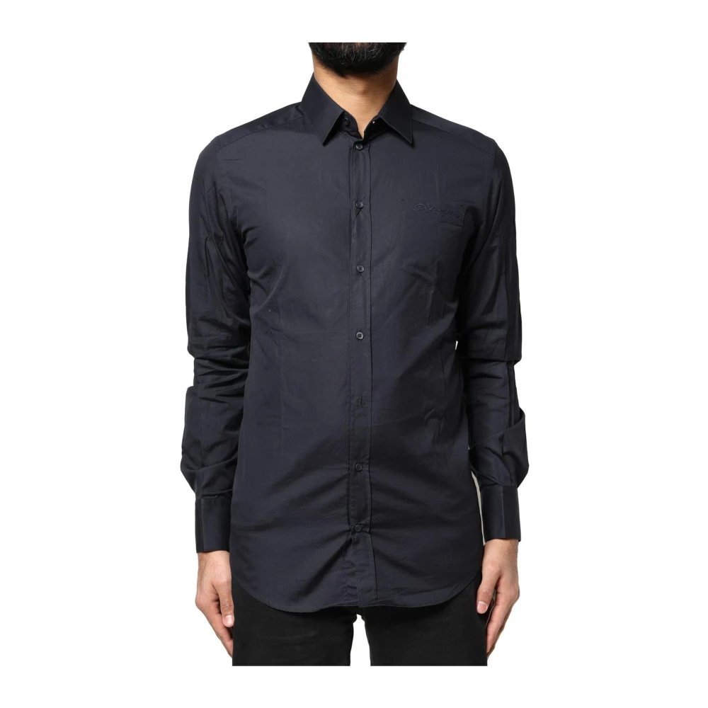 Dolce & Gabbana Men's Blue Casual Shirts,, Classic Collar Cotton Dress Shirt 4XS