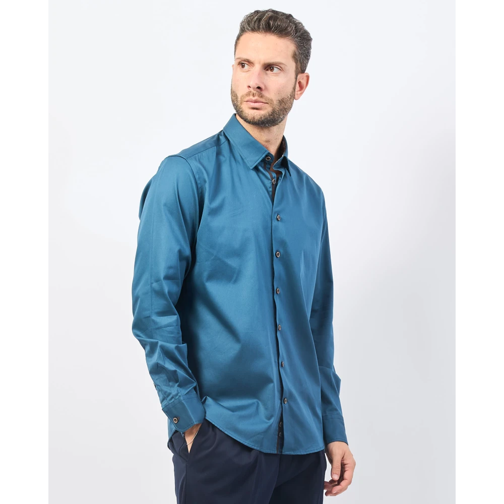 Bugatti Blauwe Overhemden met Klassieke Kraag Blue Heren