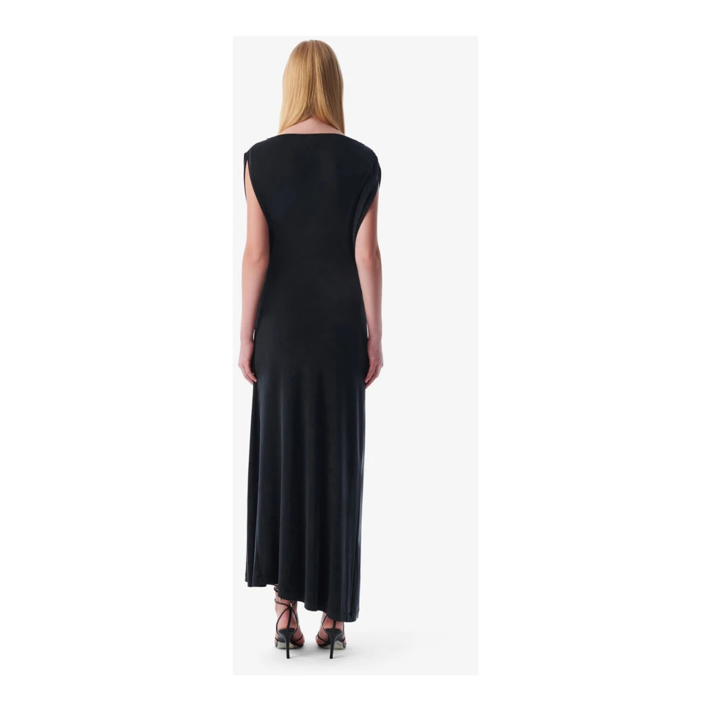 IRO Zwarte Mouwloze Jersey Jurk met Geplooide Details Black Dames