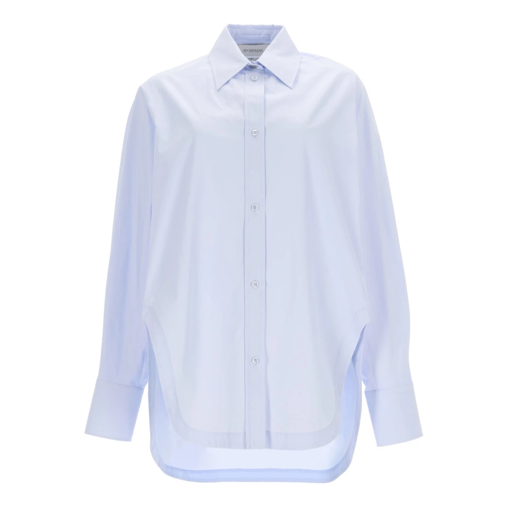 Sportmax Women's Blue Oversized Cotton Poplin Shirt - Shirts - Xs - Blouses & Shirts