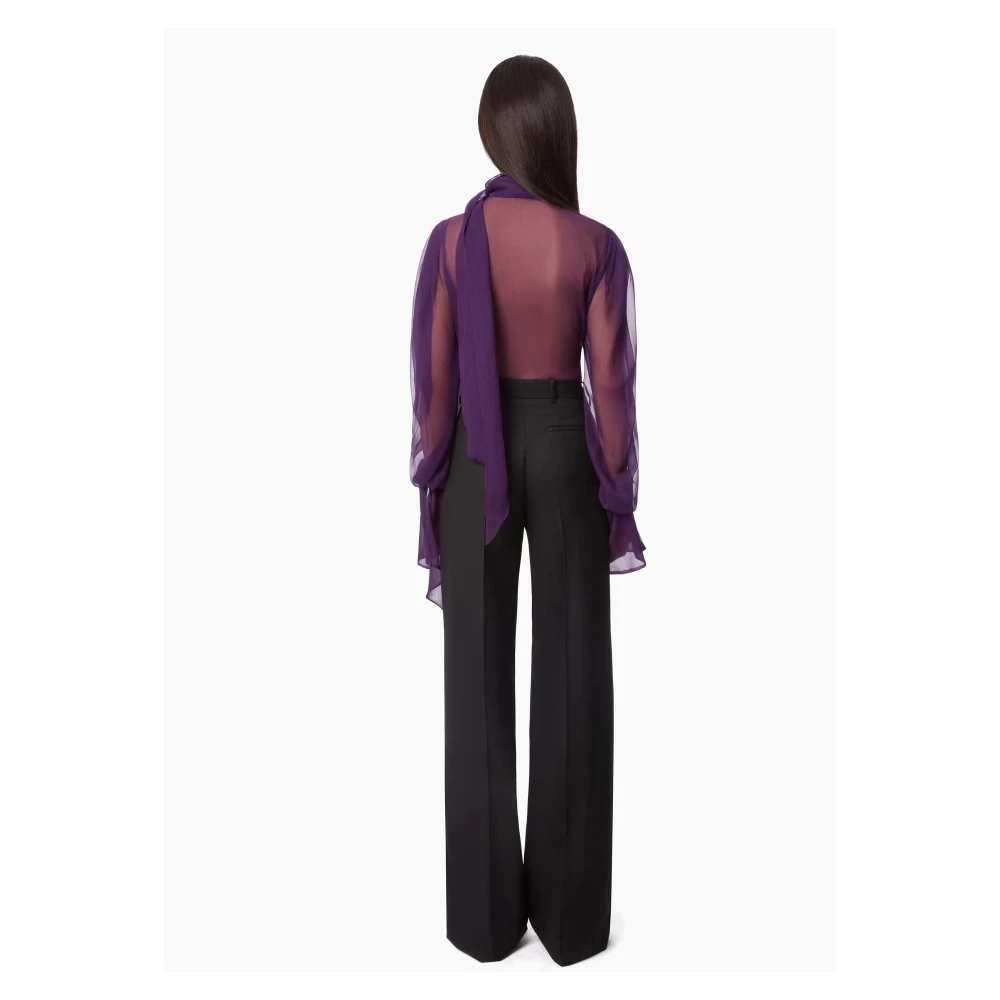 Nina Ricci Zwarte Wol Gabardine Straight Broek Black Dames