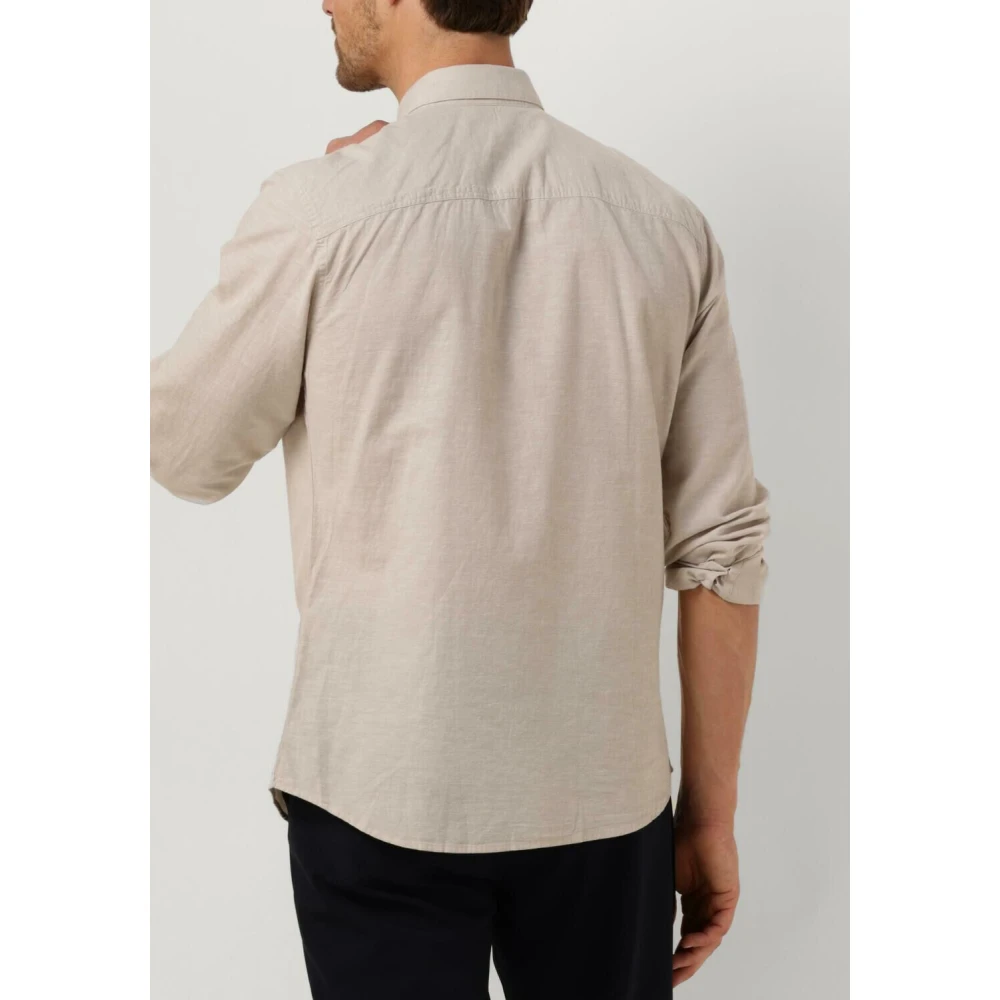 Selected Homme Beige Linnen Casual Shirt Beige Heren