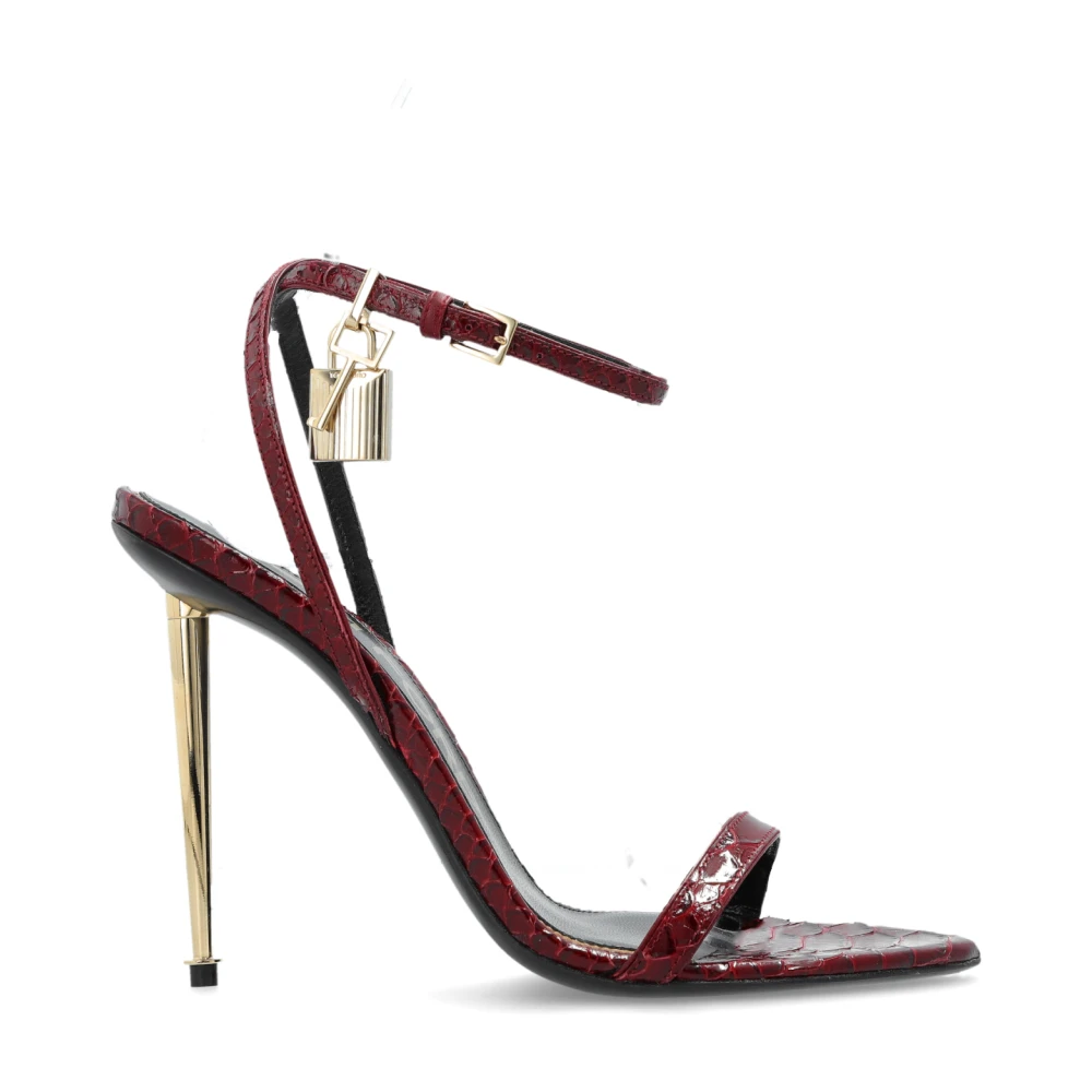Tom Ford Red Padlock Pointy Naked Sandal - Female - High Heel Sandals - 8 Uk - Shoes