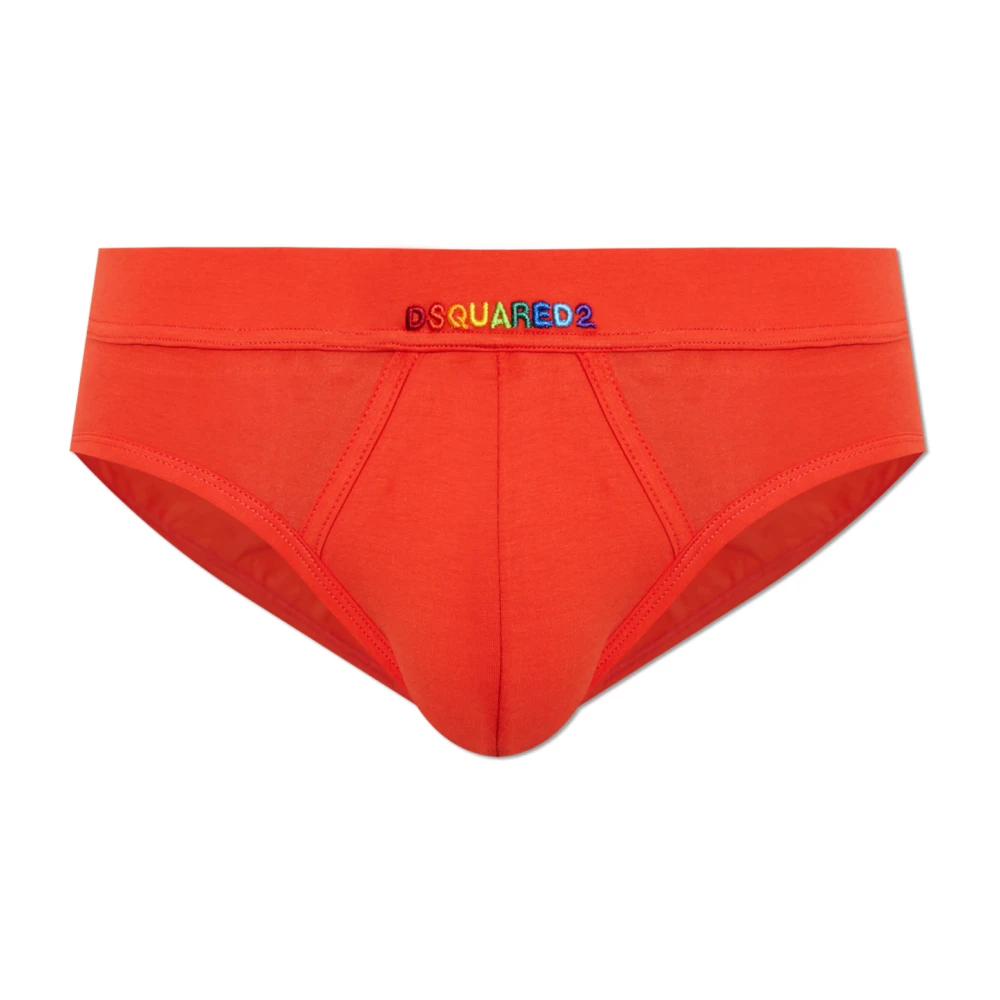 Dsquared2 Mannelijk Rood Ondergoed Heren, S, Katoen, Logo Briefs