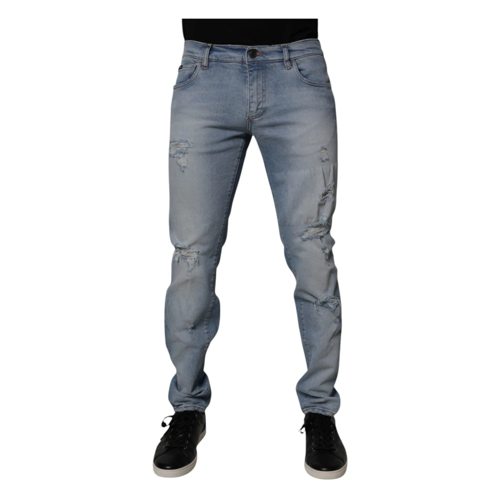 Dolce & Gabbana Men's Blue Tattered Skinny Denim Jeans