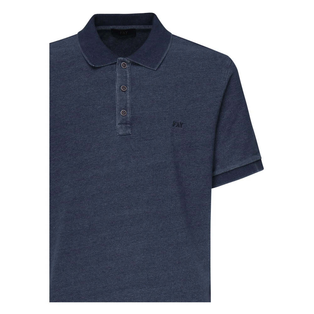 Fay Blauw Katoenen Poloshirt met Logo Blue Heren