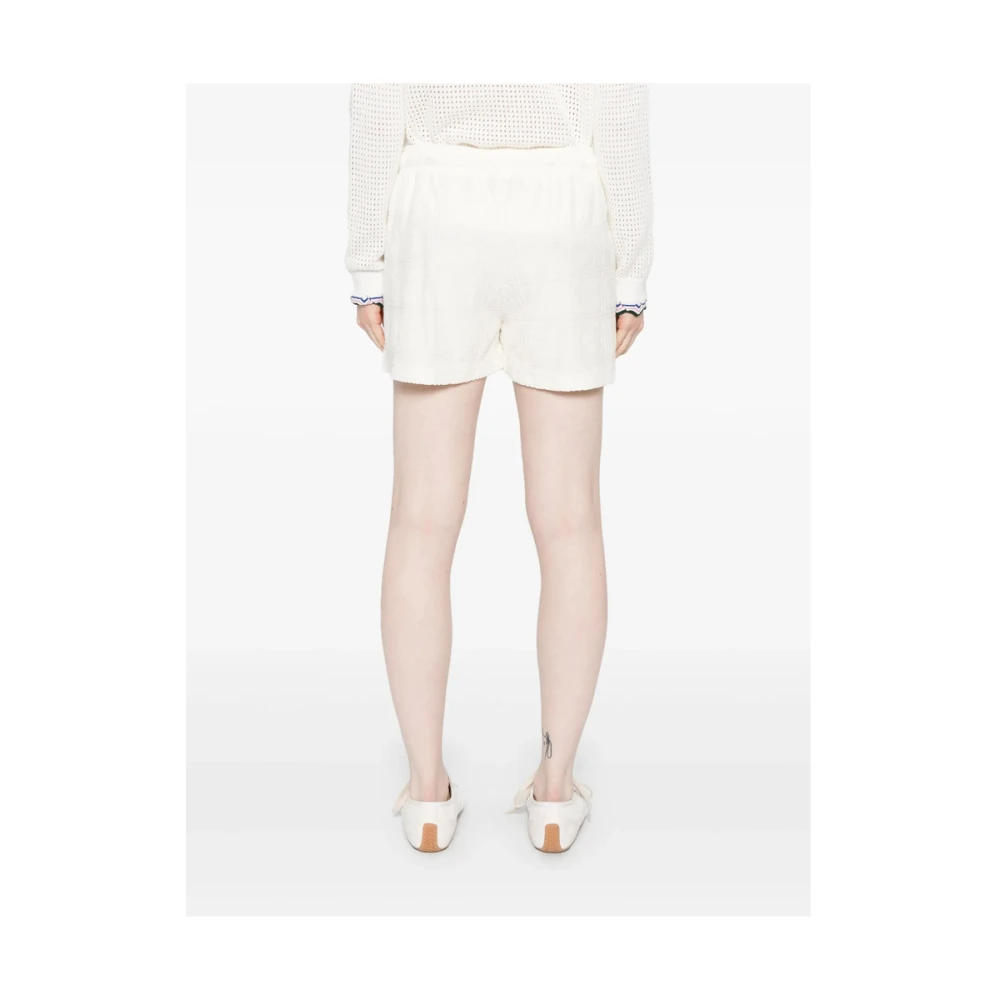 Maison Labiche Beige Shorts met Trekkoord en Logopatch Beige Dames