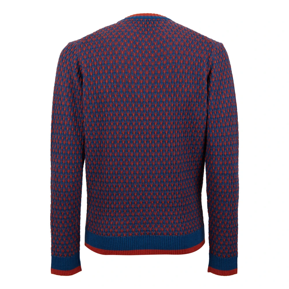 Gallo Blauwe heren ronde hals met tweekleurig motief Multicolor Heren