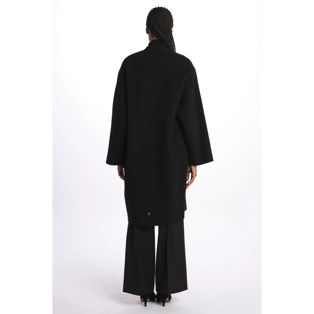 Max Mara Zwarte Eris Jas zonder Kraag Black Dames