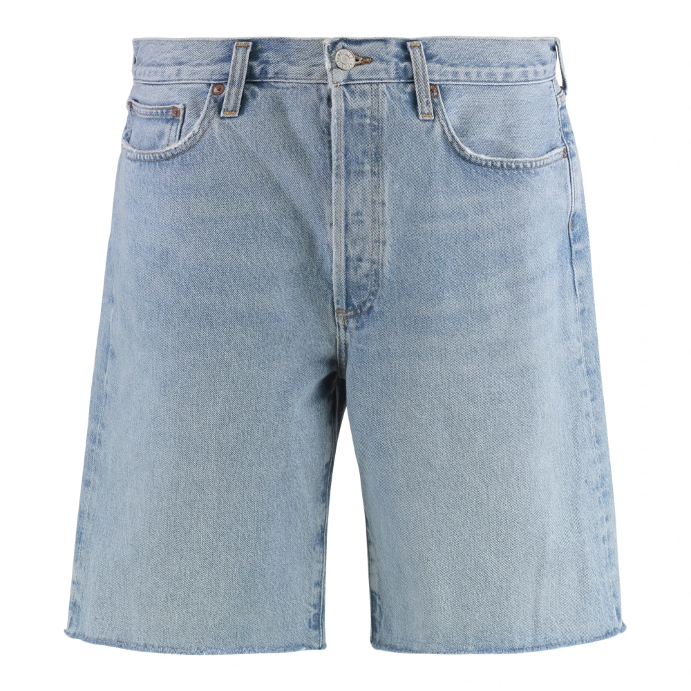 Agolde Denim Bermuda Shorts met Rafelzoom Blue Heren