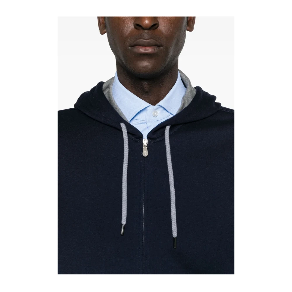 BRUNELLO CUCINELLI Luxe capuchontrui voor garderobe Blue Heren
