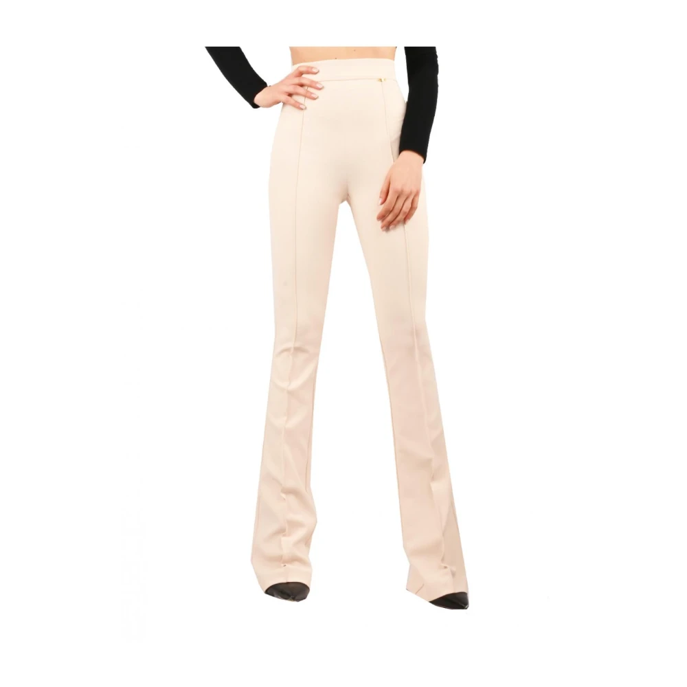 Elisabetta Franchi Stretch crepe flare broek White Dames