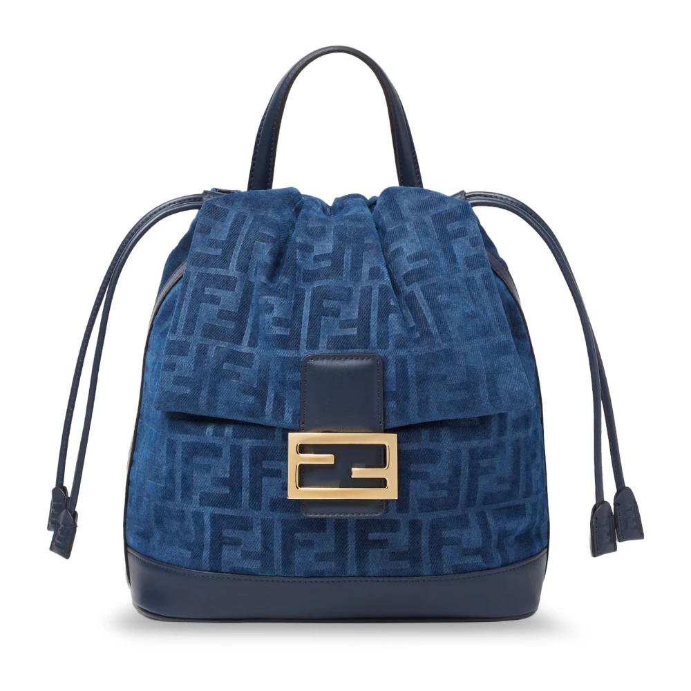 Fendi Women's Blue Flocked Ff Denim Backpack - Backpacks - One Size - Bags