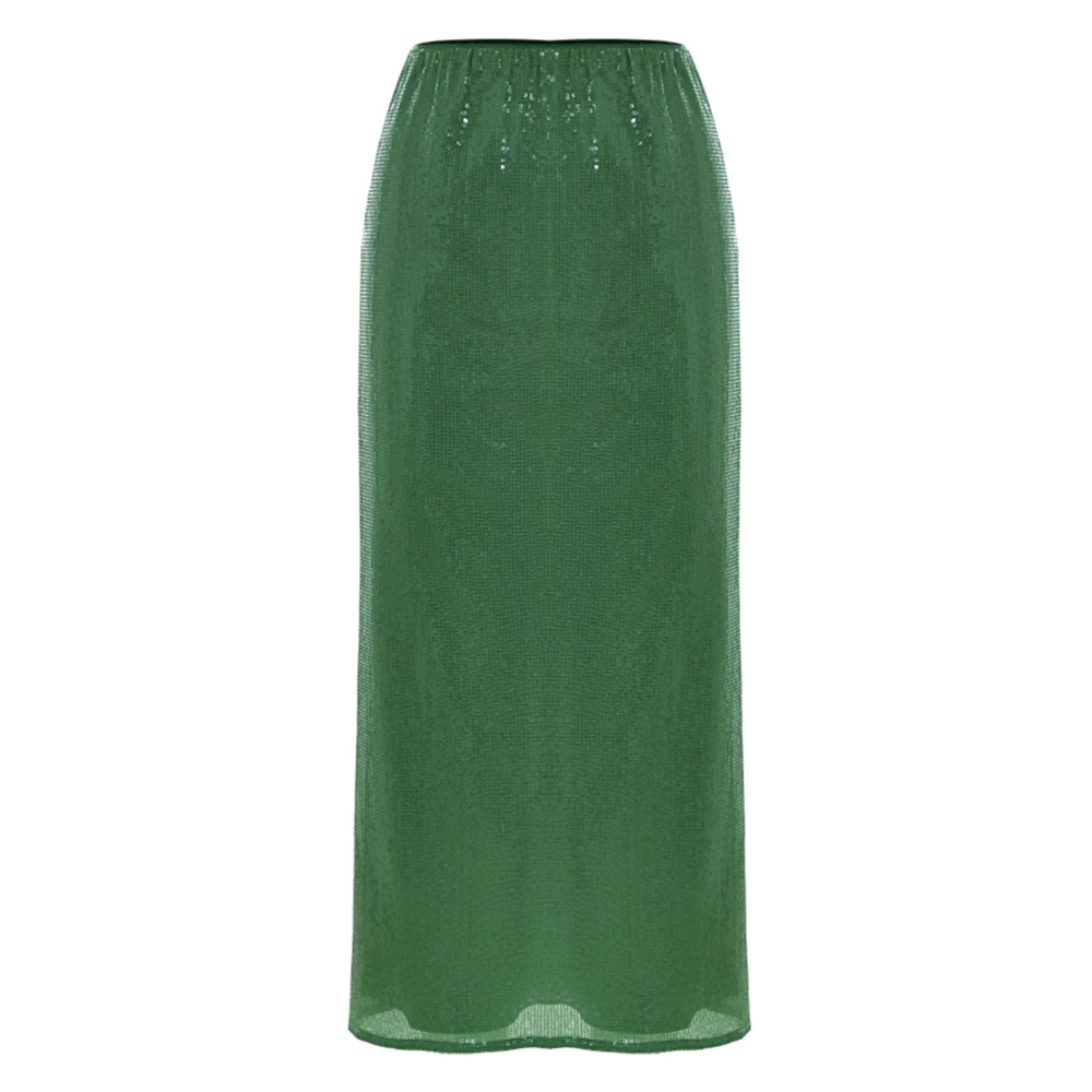 Kocca Vrouw Groente Rokken Dames, Groen, Xs, Pailletten, Lange Rechte Rok Met Pailletten